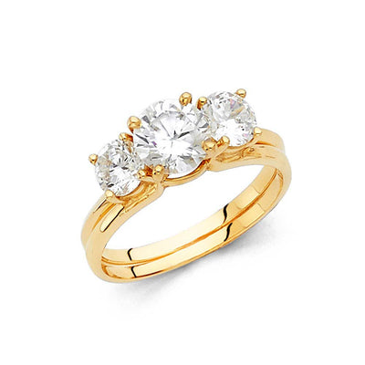 14K Yellow Gold Polished Clear CZ Engagement Ring