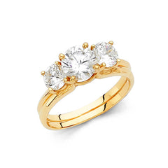 14K Yellow Gold Polished Clear CZ Engagement Ring