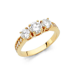 14K Yellow Gold Polished Clear CZ Engagement Ring