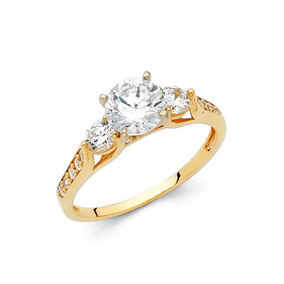 14K Yellow Gold Polished Clear CZ Engagement Ring