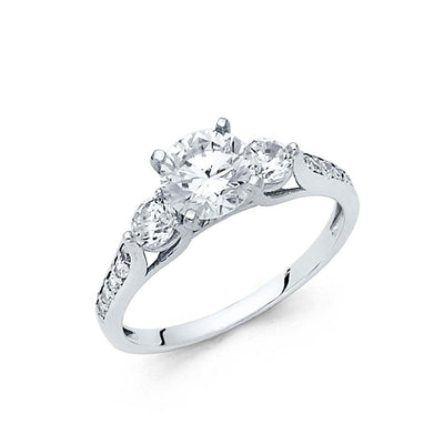 14K White Gold Polished Clear CZ Engagement Ring