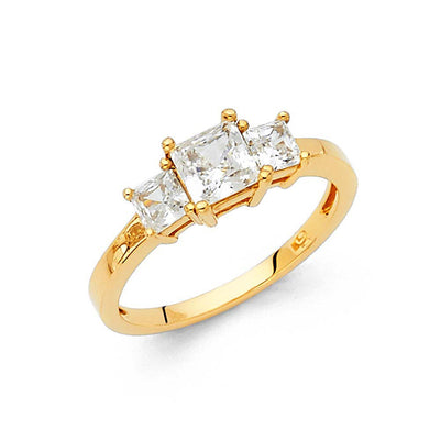 14K Yellow Gold Polished Clear CZ Engagement Ring