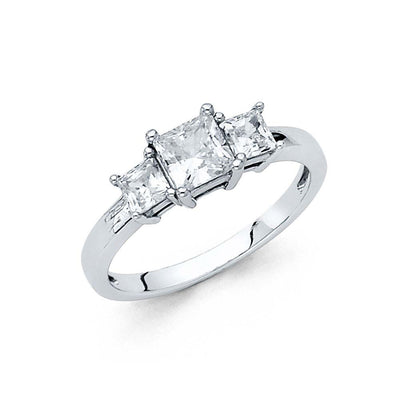 14K White Gold Polished Clear CZ Engagement Ring