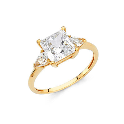 14K Yellow Gold Polished Clear CZ Engagement Ring