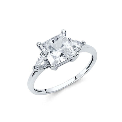 14K White Gold Polished Clear CZ Engagement Ring