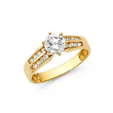 14K Yellow Gold 4.5mm Fancy And Clear CZ Engagement Rings