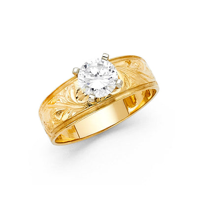 14K Yellow CZ Engagement Ring 4.6grams