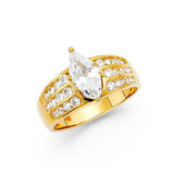 14K Yellow Gold 7mm Fancy And Clear CZ Engagement Rings