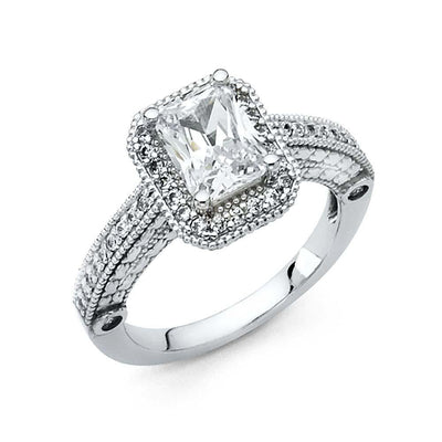 14K White Gold 2.5mm Clear CZ Engagement Ring - silverdepot