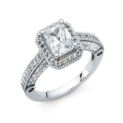 14K White Gold 2.5mm Clear CZ Engagement Ring