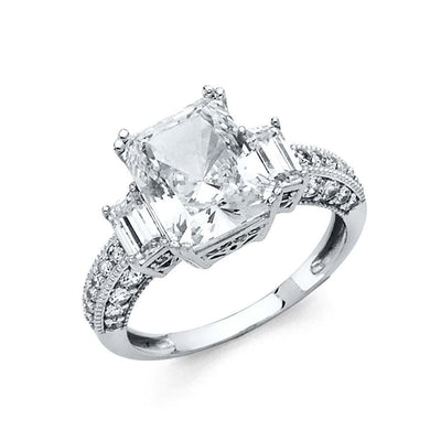 14K White Gold 2.5mm Clear CZ Engagement Ring - silverdepot