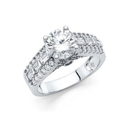 14K White Gold CZ Round Engagement Ring