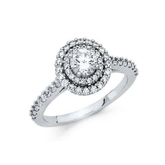 14K White Gold Polished Clear CZ Engagement Ring