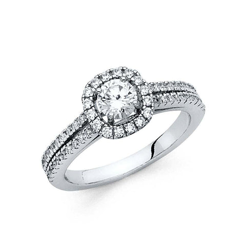 14K White Gold Polished Clear CZ Engagement Ring