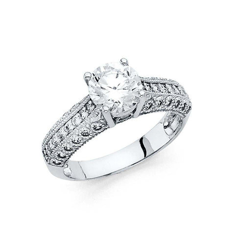 14K White Gold Polished Clear CZ Engagement Ring