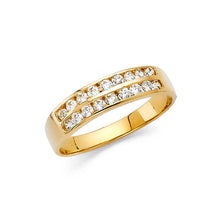Load image into Gallery viewer, 14K Yellow Gold 1mm 2 RowClear CZ Fancy Ring