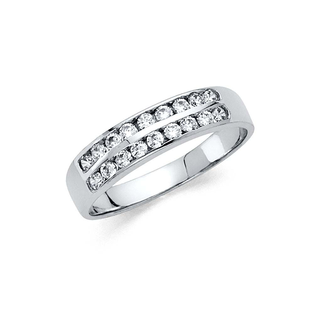 14K White Gold 1mm Clear CZ Fancy Ring