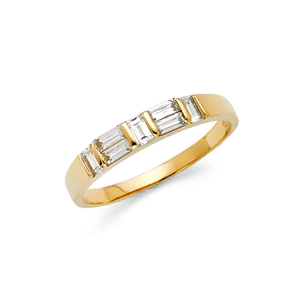 14K Yellow Gold 3mm Clear CZ Ladies Wedding Band