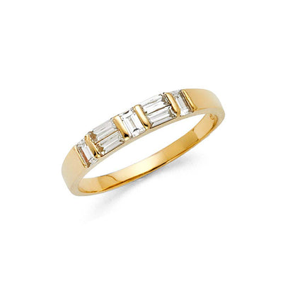 14K Yellow Gold 3mm Clear CZ Ladies Wedding Band