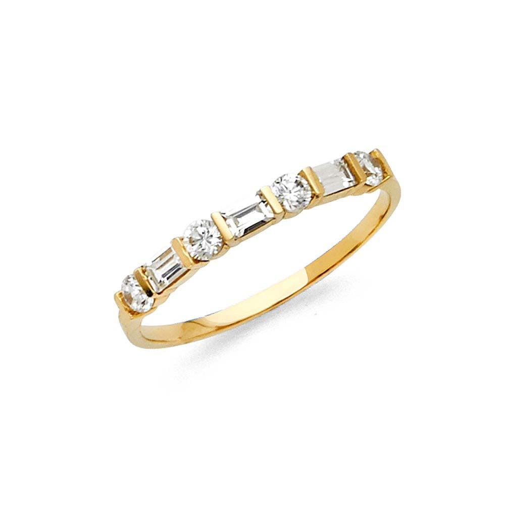 14K Yellow Gold 2mm Clear CZ Ladies Wedding Band