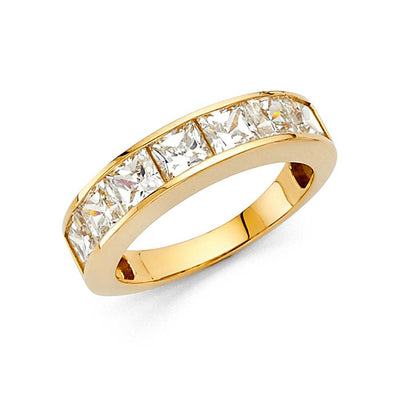 14K Yellow Gold 4.5mm Clear CZ Ladies Wedding Band