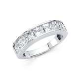 14K White Gold 4.5mm Clear CZ Ladies Wedding Band