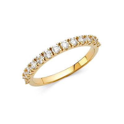 14K Yellow Gold 2mm Clear CZ Ladies Wedding Band