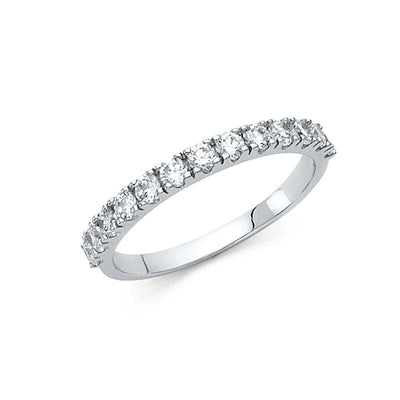 14K White Gold 2mmClear CZ Ladies Wedding Band