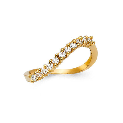 14K Yellow Gold 2mm Clear CZ Ladies Wedding Band