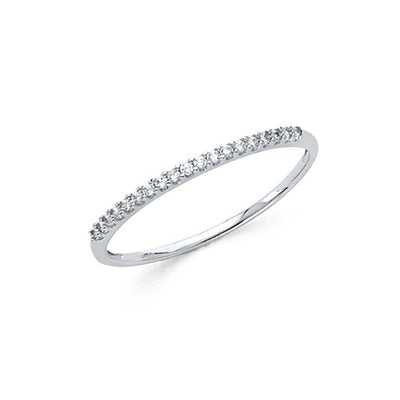 14K White Gold 1.5mm Clear CZ Ladies Wedding Band