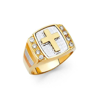 14K Two Tone CZ Men's Rings - silverdepot