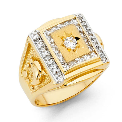 14K Yellow CZ MENS Ring 9.5grams
