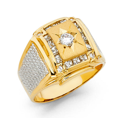 14K Yellow CZ MENS Ring 10.4grams
