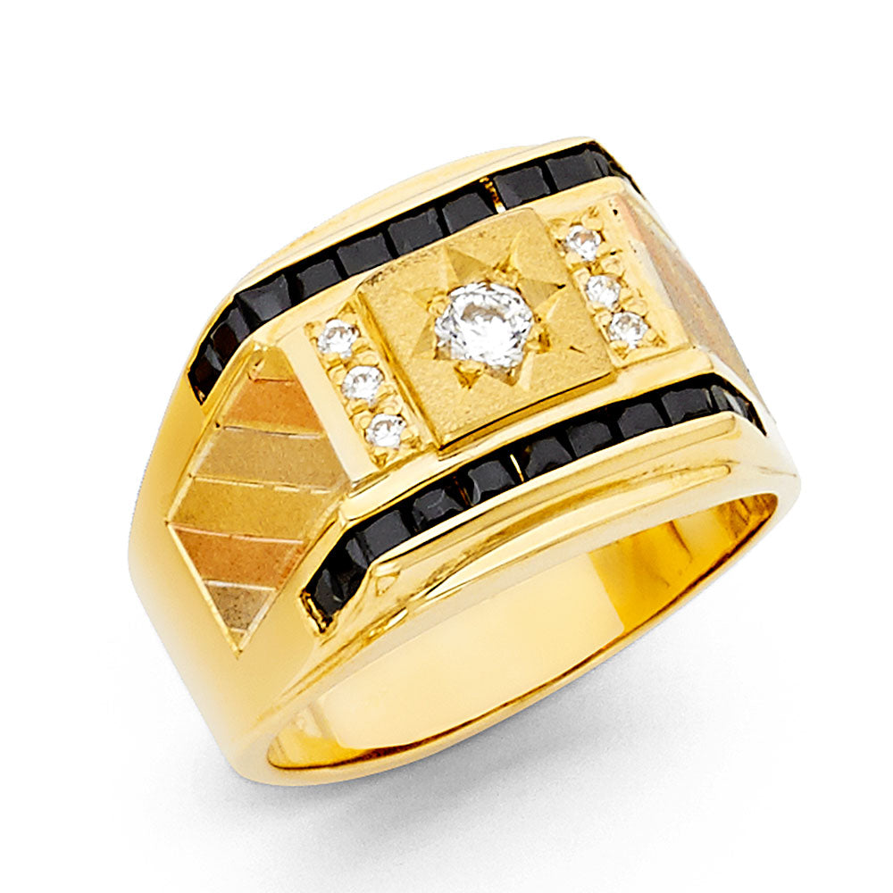 14K Yellow With Sapphire CZ MENS Ring 9.1grams