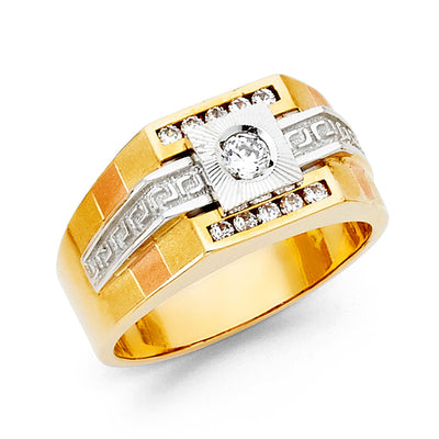 14K Yellow CZ MENS Ring 7.3grams