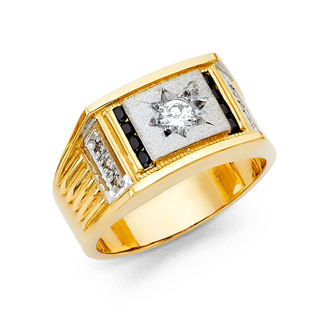 14K Yellow With Sapphire CZ MENS Ring 7.8grams