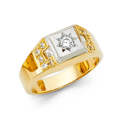 14K Yellow CZ MENS Ring 5.6grams