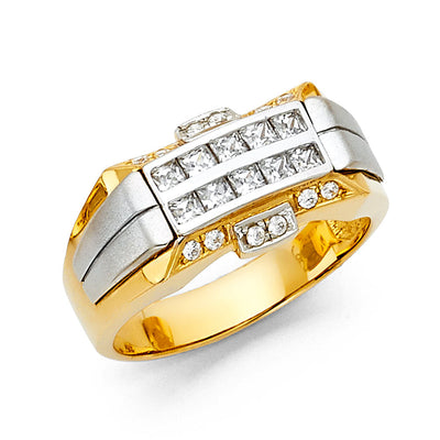14K Yellow CZ MENS Ring 7.4grams