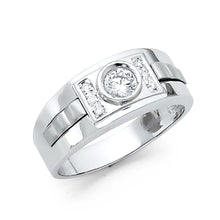 Load image into Gallery viewer, 14K White CZ MENS Ring 6.2grams