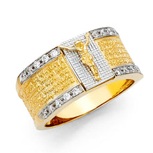 Load image into Gallery viewer, 14K Twotone CZ RELIGIOUS MENS Ring 11grams
