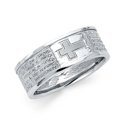 14K White RELIGIOUS MENS Ring 8grams