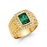 14K Yellow Gold CZ Men's Ring