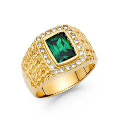 14K Yellow Gold CZ Men's Ring