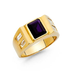 14K Yellow Gold CZ Men's Ring