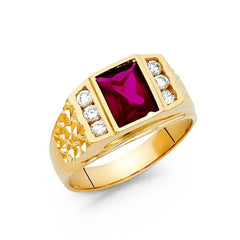 14K Yellow Gold CZ Men's Ring