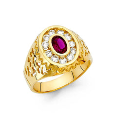 14K Yellow Gold CZ Men's Ring