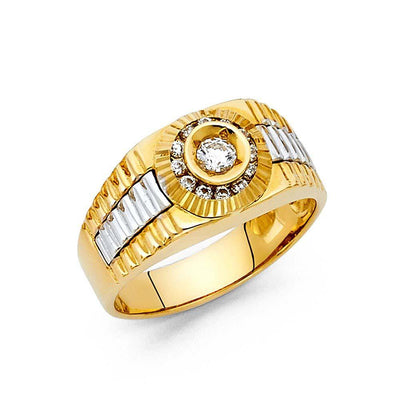 14K Yellow Gold CZ Men's Ring - silverdepot