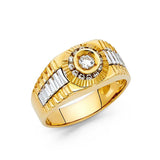 14K Yellow Gold CZ Men's Ring