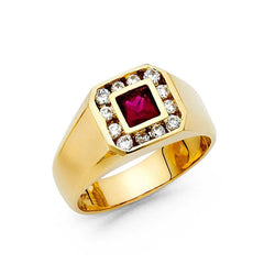 14K Yellow Gold CZ Men's Ring