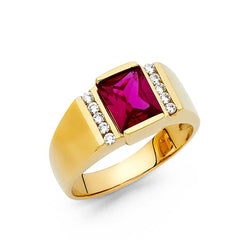 14K Yellow Gold CZ Men's Ring